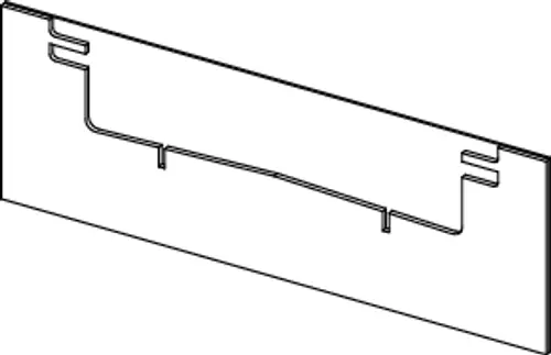 Flacher Schallschutzstreifen von TECE, montiert in senkrechter Position, für die Schallentkopplung bei Abläufen, auf einem neutralen Hintergrund.